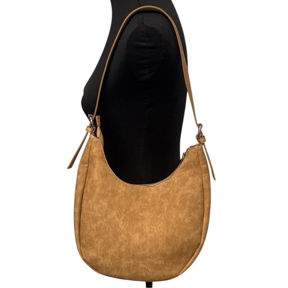 4th & Reckless Tan Faux Leather Hobo Shoulder Bag Slouch Minimalist - Picture 4 of 13